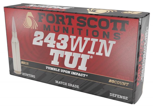 Fort Scott Munitions 243080SCV Tumble Upon Impact (TUI) Rifle 243Win 80gr Solid Copper Spun 20 Per Box/10 Case