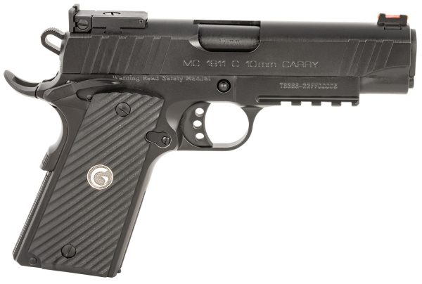 EAA GIRSAN 390605 MC1911 C  Carry Frame 10mm Auto 9+1, 4.40" Black Steel Barrel, Blued Serrated Steel Slide, Black Steel Frame w/Beavertail & Picatinny Rail, Black Grip, Ambidextrous