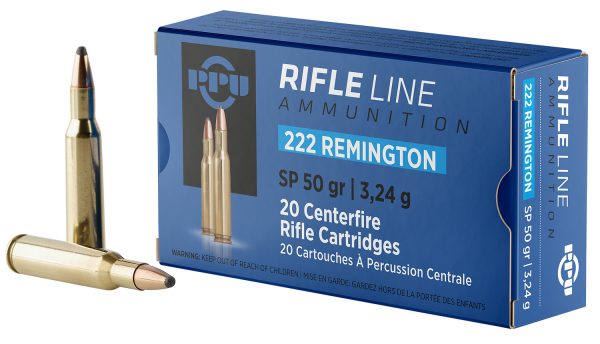 PPU PP222 Standard Rifle  222Rem 50gr Soft Point 20 Per Box/50 Case