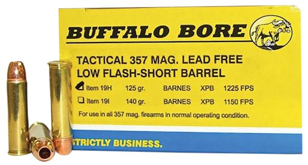 Buffalo Bore Ammunition 19H20 Buffalo-Barnes Strictly Business 357Mag 125gr Barnes VOR-TX XPB Lead Free 20 Per Box/12 Case