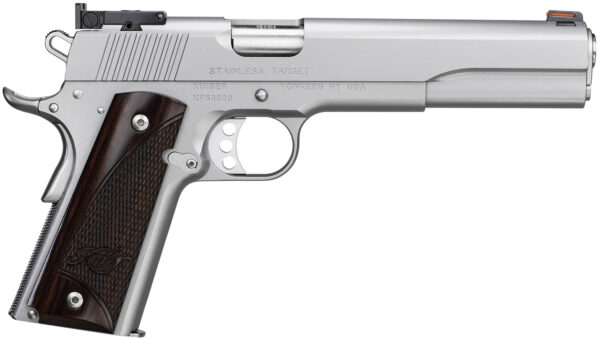 Kimber Mfg.,inc 3000372 Stainless Target LS 10mm 8+1 6" Ramped Barrel Satin Silver Stainless Steel Slide Rosewood Grip