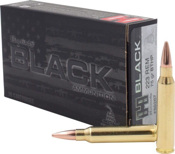 Hornady 80267 Black  223Rem 75gr Boat Tail Hollow Point 20 Per Box/10 Case