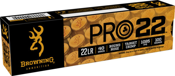 Browning Ammo B194122101 Pro22  22LR 40gr Lead Round Nose 100 Per Box/20 Case