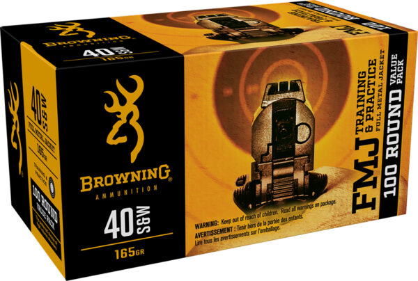 Browning Ammo B191800404 FMJ Value Pack 40S&W 165gr Full Metal Jacket 100 Per Box/5 Case