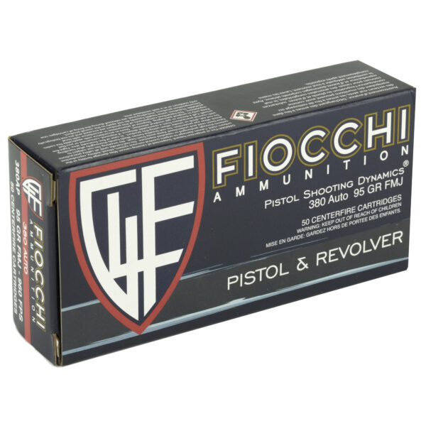 Fiocchi Ammunition, Centerfire Pistol, 380ACP, 95 Grain, FullMetal Jacket, 50 Round Box - Image 3