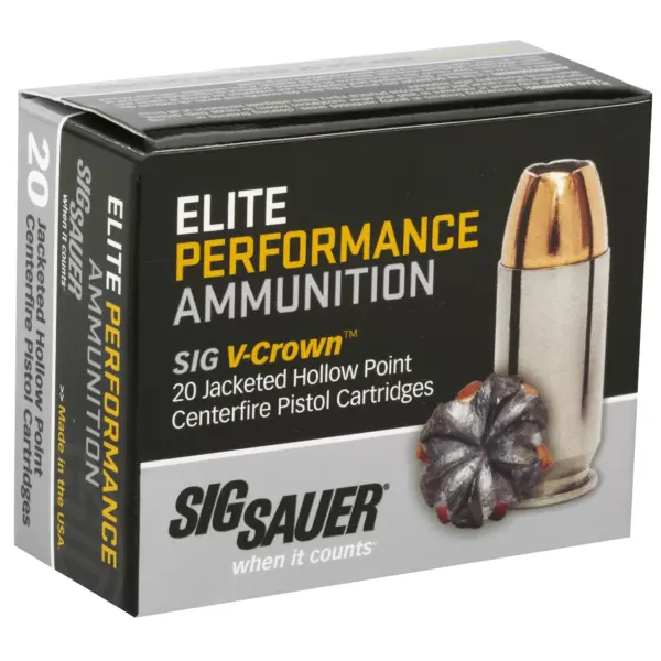Sig Sauer, Elite Performance V-Crown Ammunition, 380ACP, 90 Grain, Jacketed Hollow Point, 20 Round B - Image 2