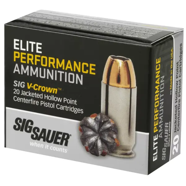 Sig Sauer, Elite Performance V-Crown Ammunition, 380ACP, 90 Grain, Jacketed Hollow Point, 20 Round B - Image 3