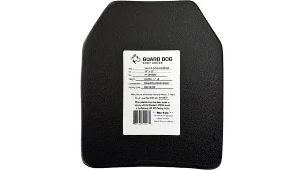 Guard Dog Body Armor Standalone 10X12 Level IV Ballistic Plate - Single Curve - Shooter Cut - Image 3