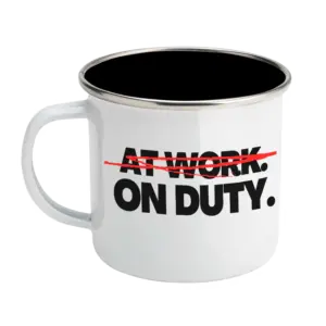 Operation Blackout Coffee Co. Logo & On Duty Enamel Steel Mug 12oz