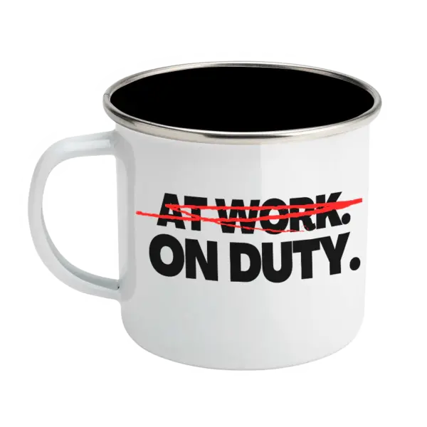 Operation Blackout Coffee Co. Logo & On Duty Enamel Steel Mug 12oz