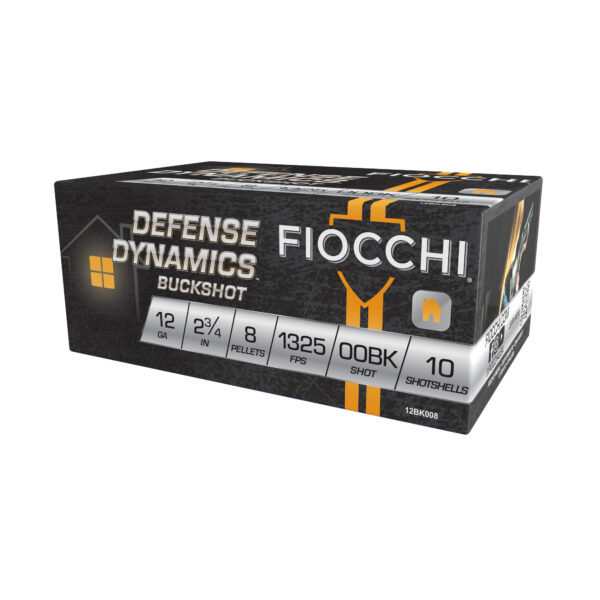 Fiocchi Ammunition, Defense Dynamics, 12 Gauge 2.75, 00 Buck, 8 Pellets, 10 Round Box