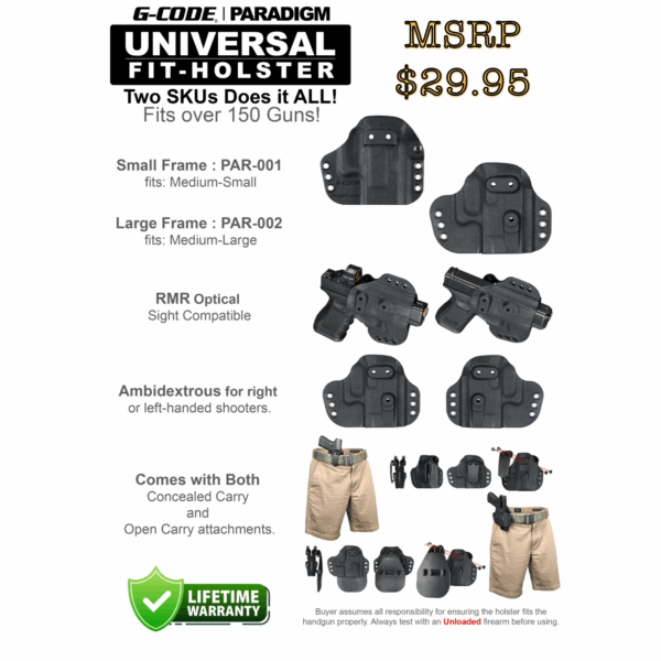 G-Code Paradigm Universal Fit Holster for Medium/Large Framed Firearm in Black - Image 5