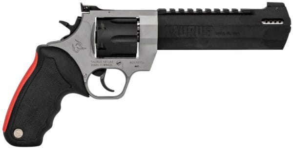 Taurus 2440065RH Raging Hunter  44 Rem Mag 6rd 6.75" Matte Black Oxide Cylinder & Barrel Matte Stainless Steel Frame Black Rubber with Integrated Red Cushion Insert Grip