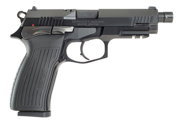 Bersa TPR9MX TPRX  Full Size Frame 9mm Luger 17+1, 4.25" Black Steel Threaded Barrel, Matte Black Serrated Steel Slide & Aluminum Frame w/Picatinny Rail, Ambidextrous