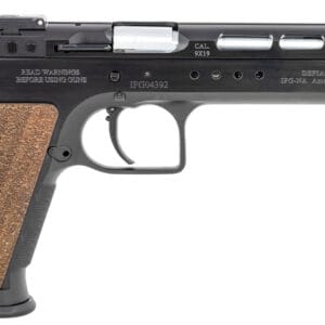 Tanfoglio IFG TFGOLDM9 Gold Match  9mm Luger Caliber with 6" Barrel, 16+1 Capacity, Overall Matte Black Finish Steel Beavertail Frame, Ported Slide & Wood Grip