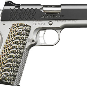Kimber Mfg, Inc 3000349 Aegis Elite Pro 45 ACP 8+1 4" Stainless Match Grade Barrel, KimPro II Serrated Stainless Steel Slide, Satin Silver Stainless Steel Frame w/Beavertail, G10 Grip