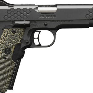 Kimber Mfg, Inc 3000358 KHX Custom 45 ACP 8+1 5" Stainless Match Grade Barrel, KimPro II Gray Serrated Stainless Steel Slide, Kimpro II Gray Stainless Steel Frame w/Beavertail, G10 MagGrip w/Red Laser
