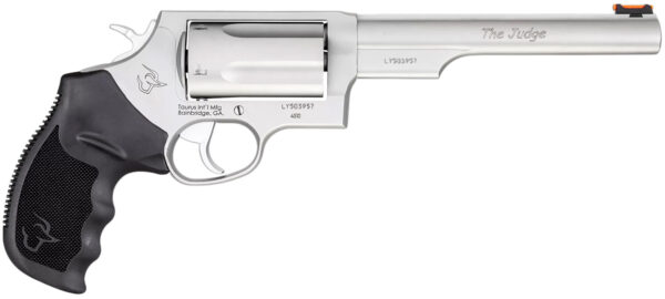 Taurus 2441069T Judge  Compact Frame 45 Colt (LC)/410 Bore 5rd, 6.50" Matte Stainless Stainless Steel Barrel, Cylinder & Frame, Black Finger Groove Grip, Exposed Hammer