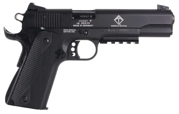 GSG GSG1911ADOP M1911 ADOP 22 LR 10+1 5" Black Steel/Threaded Barrel & Serrated Slide, Zinc Alloy w/Accessory Rail & Beavertail Frame Black Double Diamond Polymer Grip