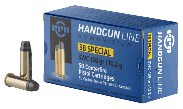 PPU .38 SPECIAL SW 158GR 50RD BOX 10 BOXES PER CASE