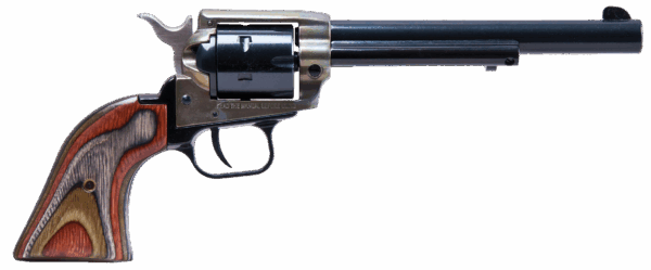 Heritage Mfg Rough Rider 22 LR/22 WMR 6 Shot, 6.50" Black Steel Barrel & Cylinder, Simulated Case Hardened Zinc Alloy Frame, Camo Laminate Grip, Hammer/Thumb Safety, Exposed Hammer
