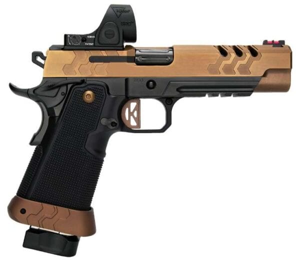 KIMBER 2K11 TARGET O.I. 9MM PISTOL, 5" COYOTE PVD FINISH, GT TRIGGER, TRIJICON OPTIC, 1-17RD, 2-20RD