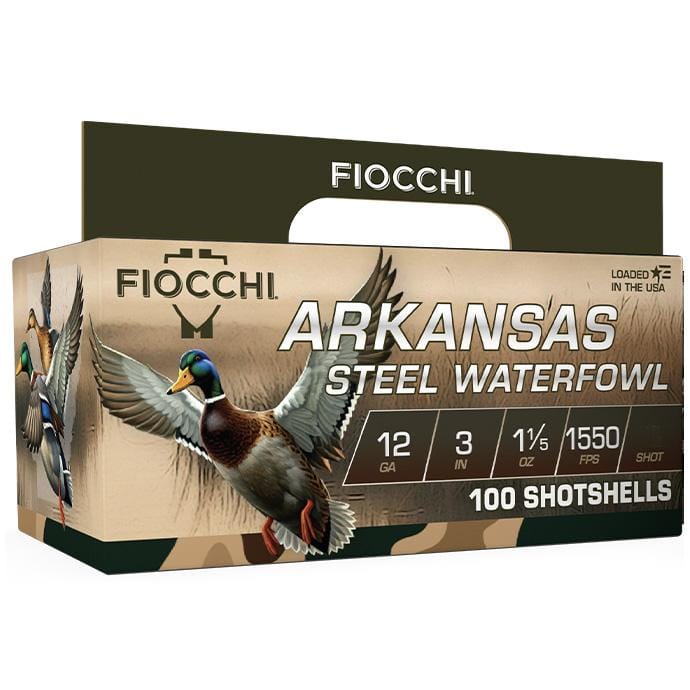 Fiocchi Arkansas Steel Waterfowl Shotshells 12ga 3" 1-1/5oz 1550 fps #4 100/ct