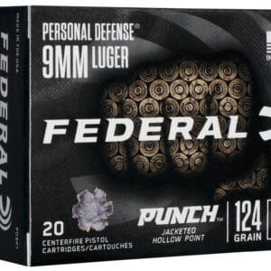 FEDERAL 9MM LUGER 124GR PUNCH JHP 20 RD/BX 10 BX/CS
