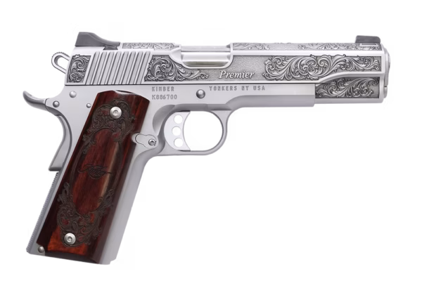 KIMBER 1911 PREMIER 45ACP PISTOL 5" STAINLESS ENGRAVED, ENGRAVED ROSEWOOD GRIP 1-7RD 1 OF 200
