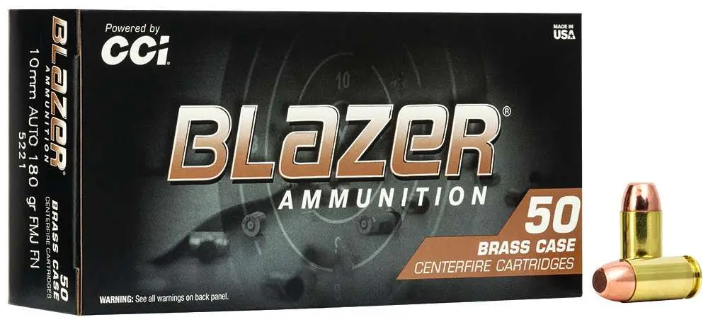 CCI 10MM AUTO 180GR FMJ FN BLAZER BRASS 50 RD/BX 20 BX/CS