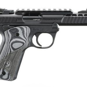 RUGER MRK IV 22/45 LITE 22LR 4.4" BARREL, BLACK ANODIZED, OVERSIZD HOGUE GRIP PLATES 2-10RD MAGS