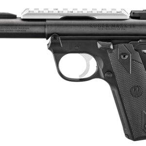 Alternative view of Ruger 40190 Mark IV 22/45 22 LR 10+1 4.40" Steel Threaded Bull Barrel, Blued Picatinny Rail Receiver, Blued Polymer Frame, Black Checkered Polymer Grip