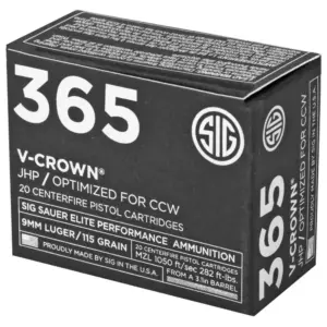Alternative view of SIG SAUER V-CROWN 365 9MM 115GR ELTE VCRWN 20RD BX 200RD CASE