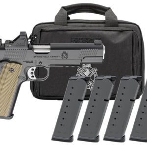 SPRINGFIELD ARMORY 1911 OPERATOR 5" 45ACP PSTL BLK AOS U NOTCH W/ TRITM, VIRIDIAN RFX11,BAG,4 MAGS