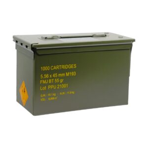 PPU RangeMaster Rifle Ammunition 5.56X45 NATO 55gr FMJBT 3240 fps Metal Can 1000 Rounds