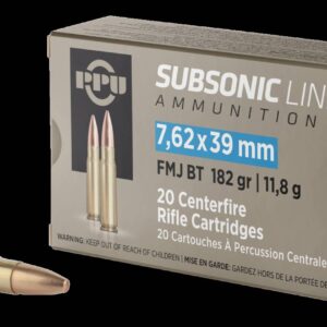 PPU 762 X 39 SUBSONIC FMJ 182GR 20RD BOX 50 BOXES PER CASE