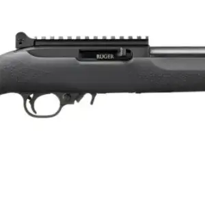 RUGER 10/22 HOGUE OVERMOLD STOCK 22LR RIFLE 16.12" T.B. BLACK, GHOST RING/BLADE SIGHT 1-10RD