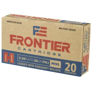 HORNADY FRONTIER 5.56 55GR FMJ 20RD BX 500RD CASE - Image 2